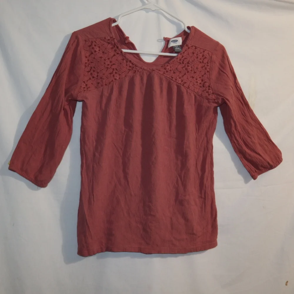 Old NAVY PINK‎ TOP EMBROIRDERED GIRLS XL